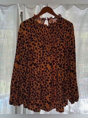 LuLaRoe leopard animal print smocked top blouse - 3XL